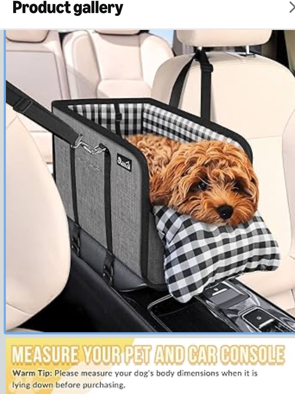 SlowTon Console Dog Car Seat - Portable Dogs Armrest Booster Seat for Small Dog